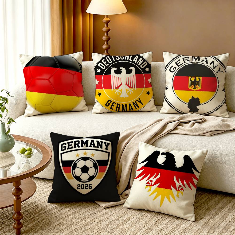 Home Textiles Germany - Хлопково-льняные квадратные наволочки с флагом Германии,